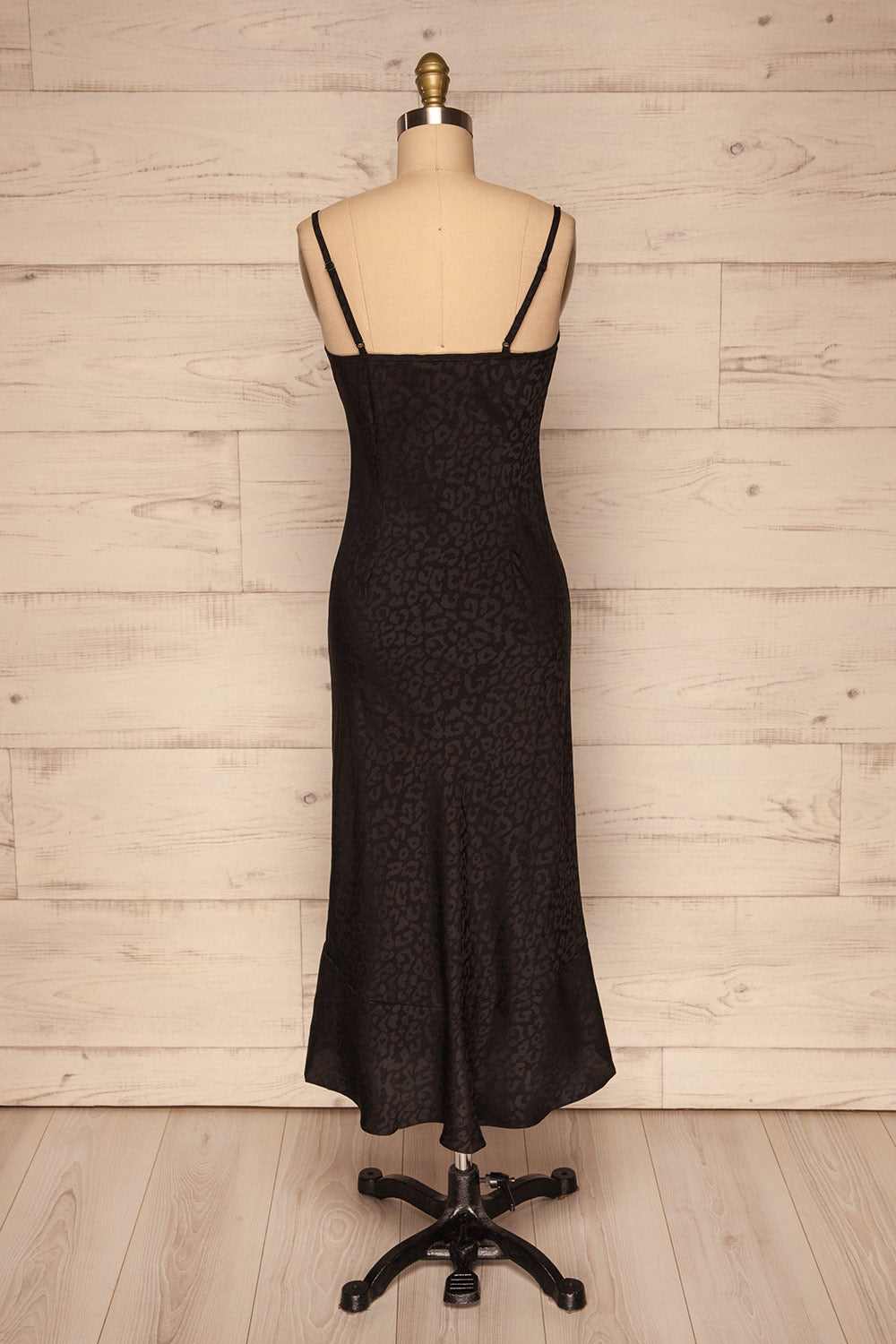 Seefeld Mure Black Leopard Print Slip Dress back view | La Petite Garçonne