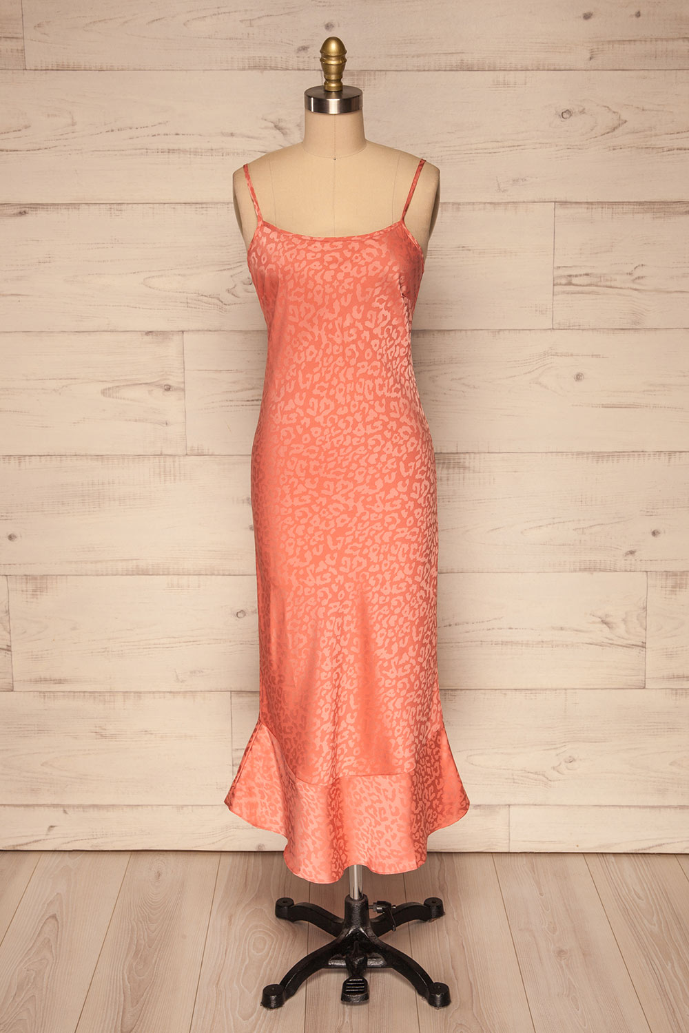 Seefeld Pêche Pink Leopard Print Slip Dress front view | La Petite Garçonne