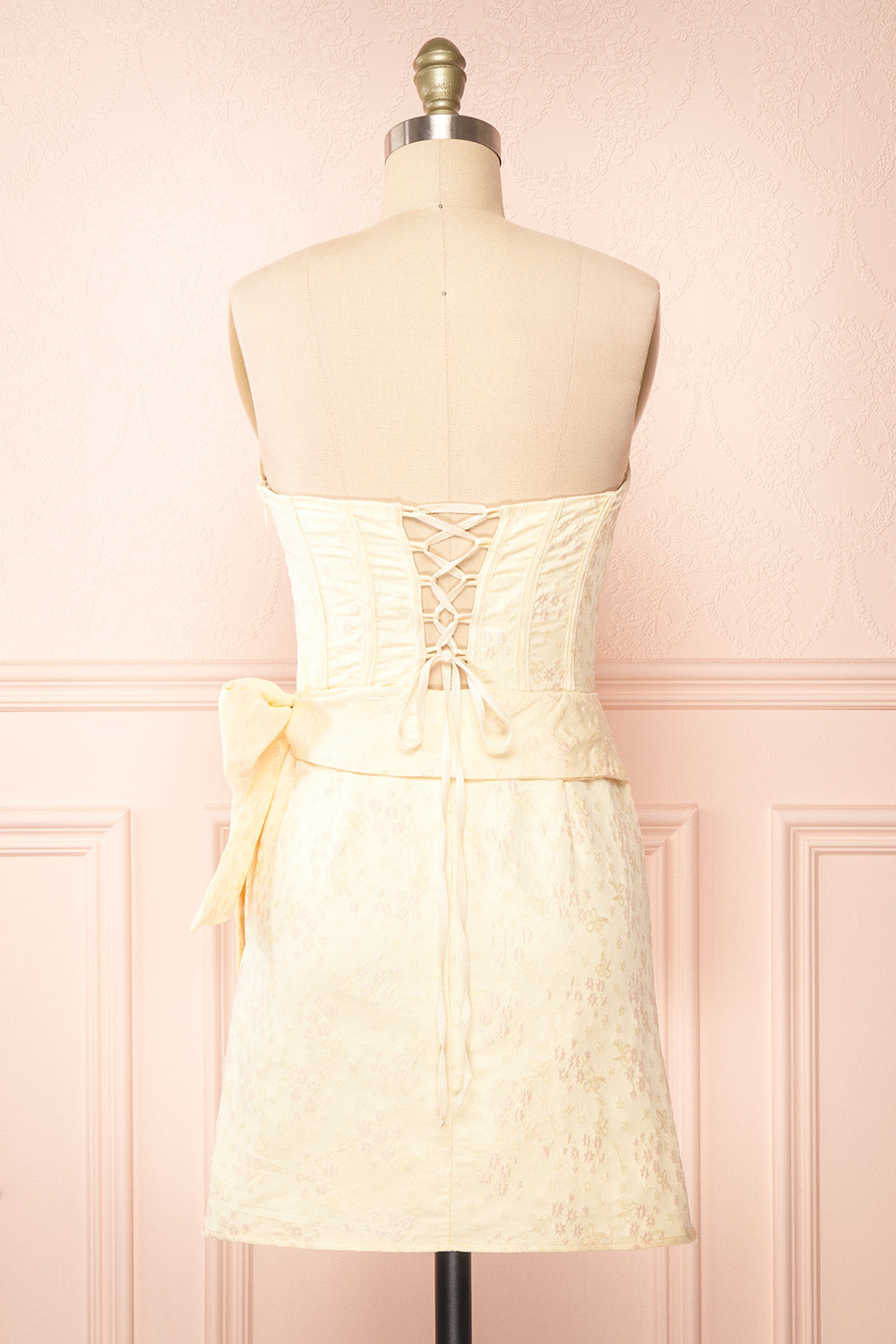 Seorie Strapless Corset Short Floral Dress | Boutique 1861 back view 