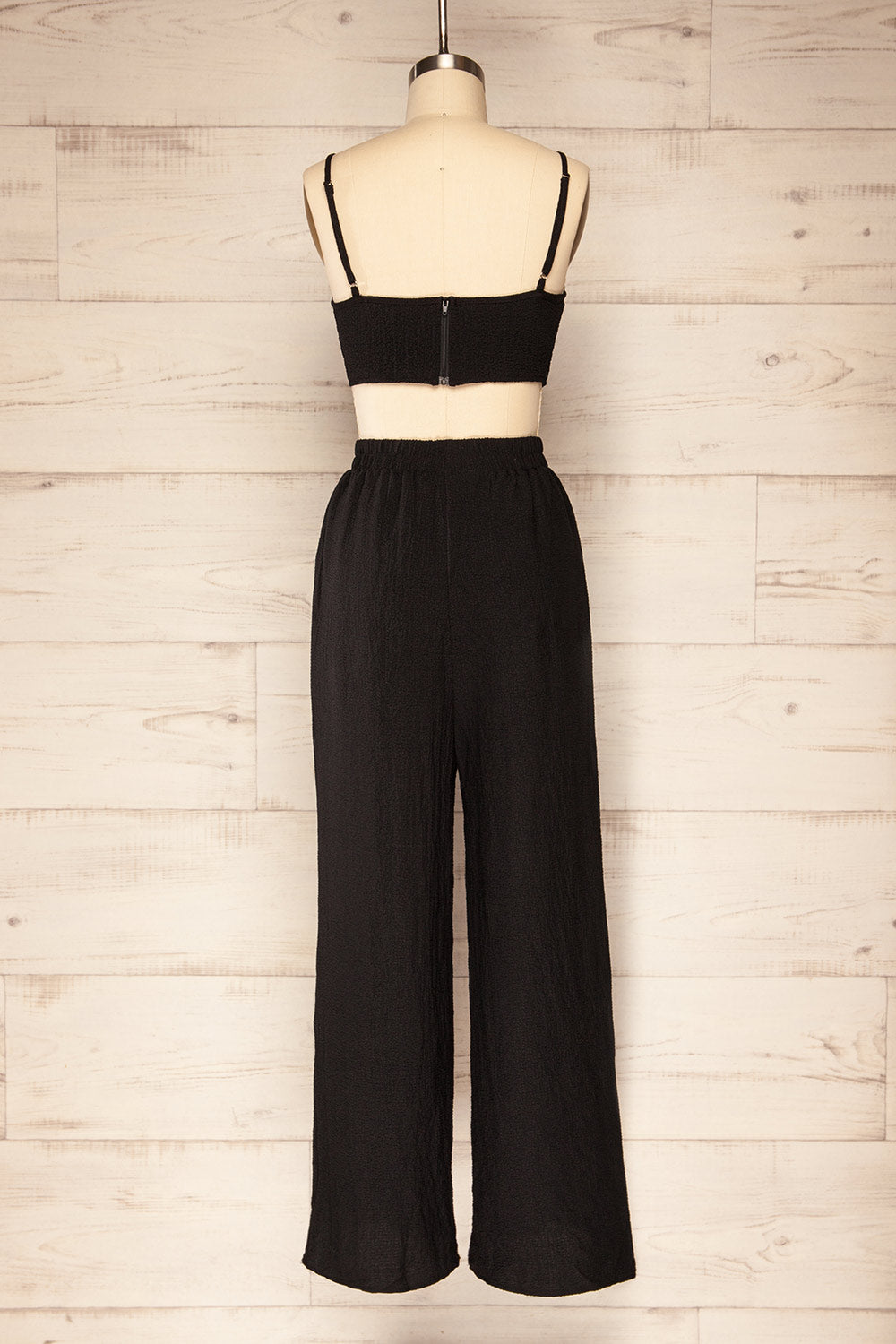 Set Allyf Black Crop Top And Pants Set | La Petite Garçonne back view