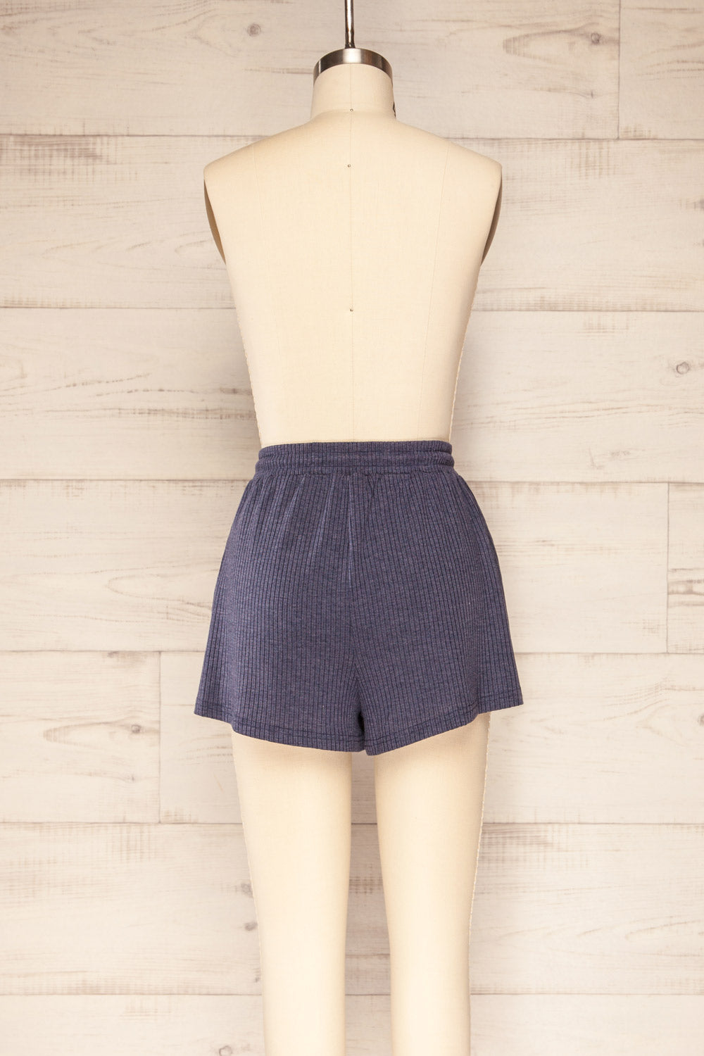 Set Dignes Navy Ribbed T-Shirt & Shorts Set | La petite garçonne back view bottom