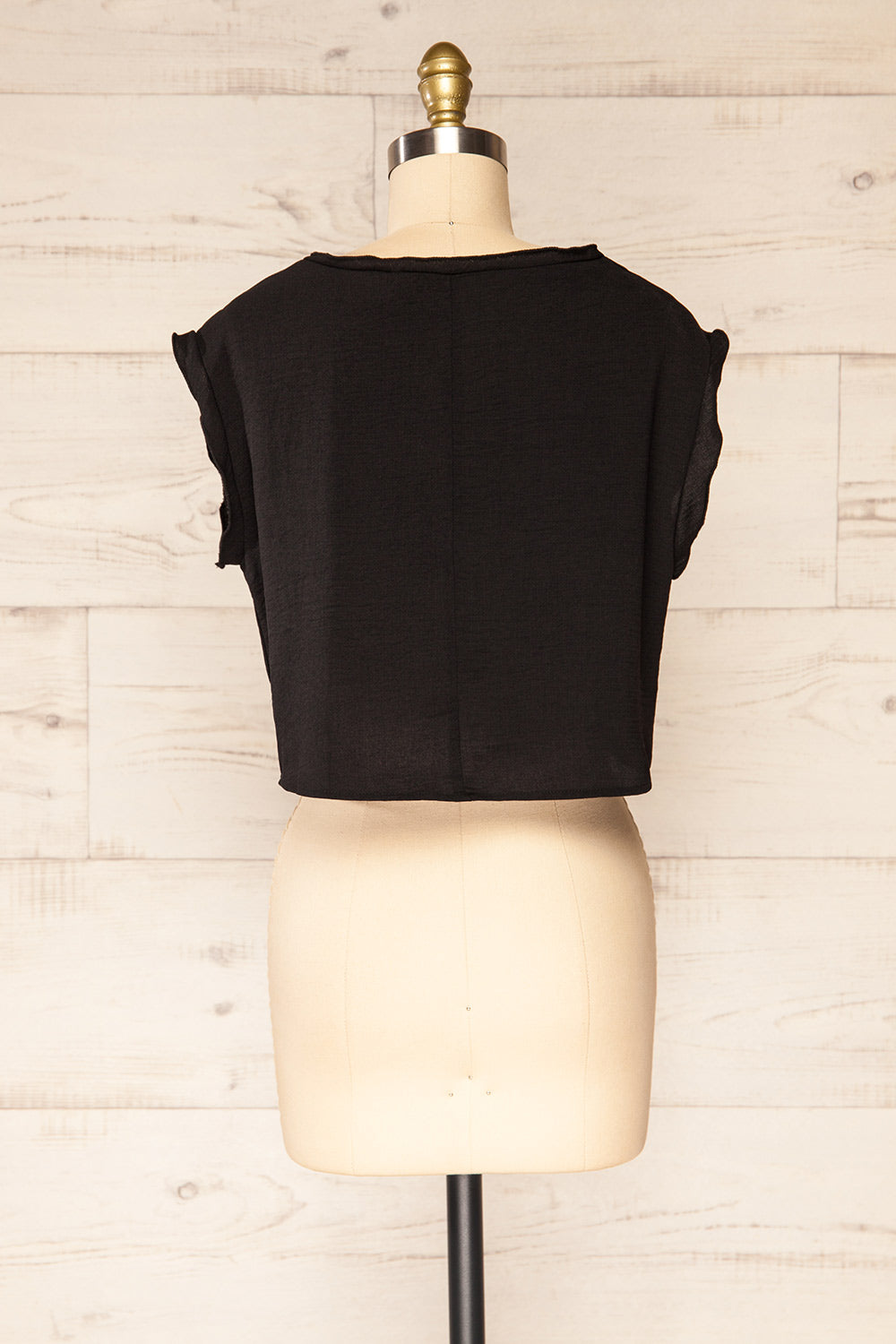 Set Iasi Black Crop Top & Pants Set | La petite garçonne top back view