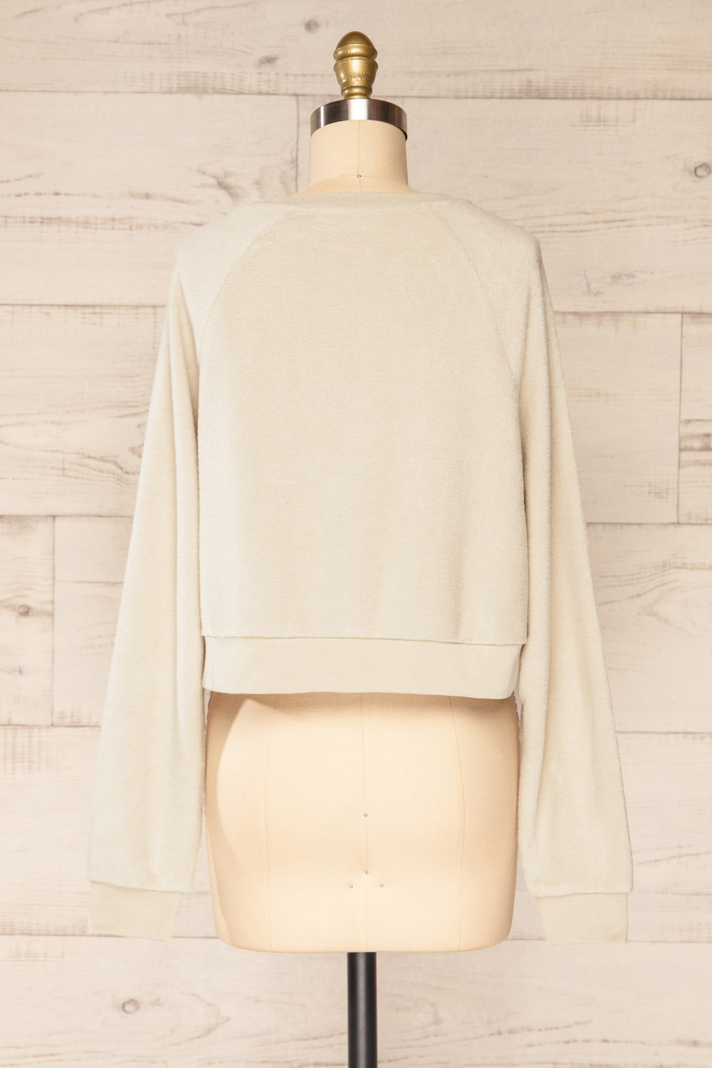 Set Jesen Beige Long Sleeve Top & Shorts | La petite garçonne top back view