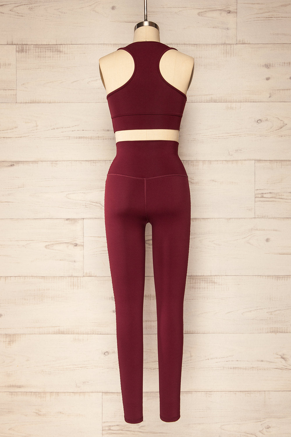 Set Mida Burgundy Sports Bra & Leggings Set | La petite garçonne back view