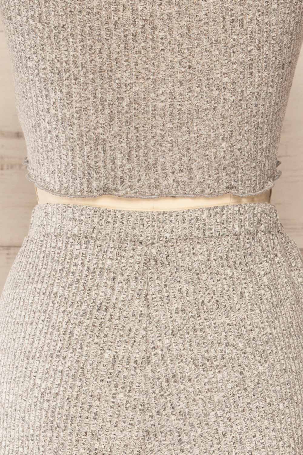 Set Sombor Grey Crop Top and Shorts | La petite garçonne back close-up