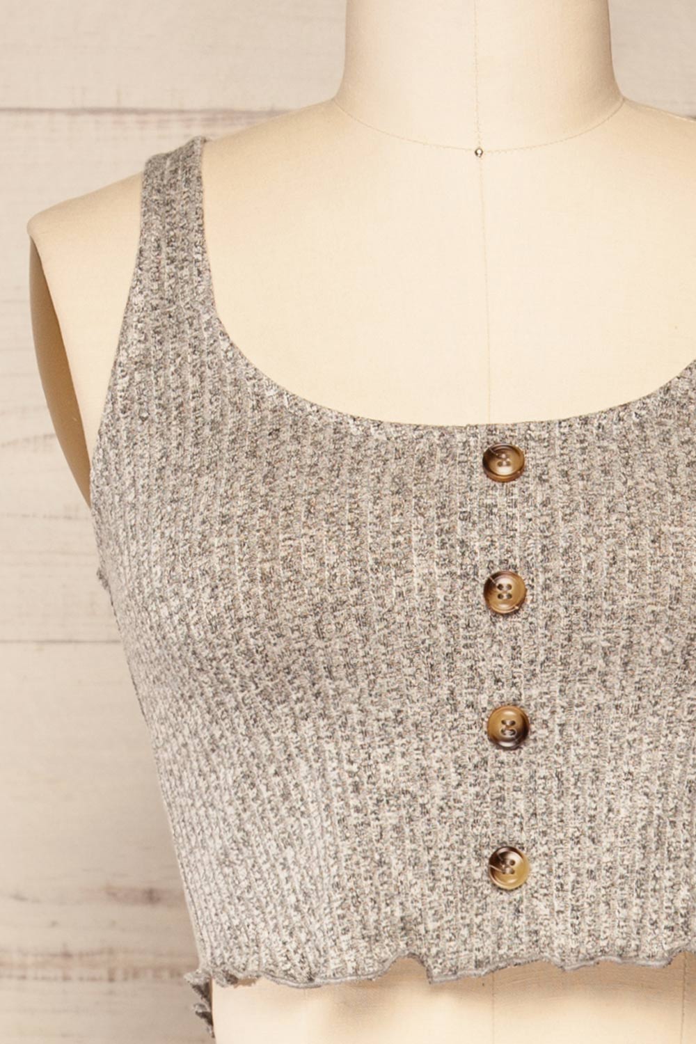 Set Sombor Grey Crop Top and Shorts | La petite garçonne top front