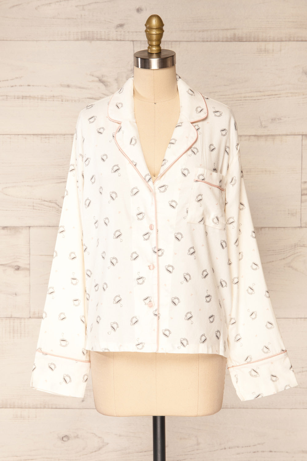 Set Valjevo Pyjama Set w/ Coffee Mug Print | La petite garçonne front view top