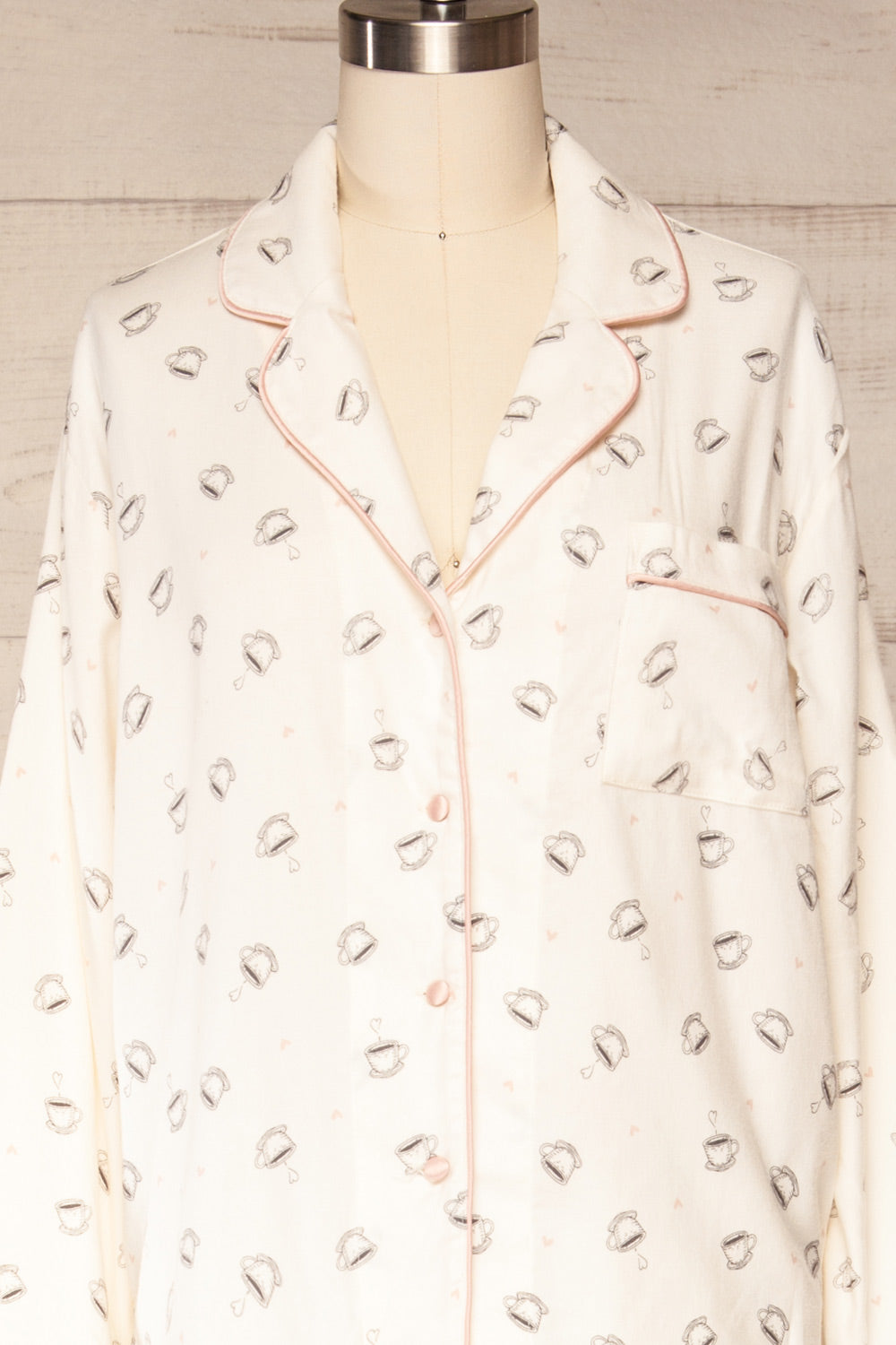 Set Valjevo Pyjama Set w/ Coffee Mug Print | La petite garçonne set close up