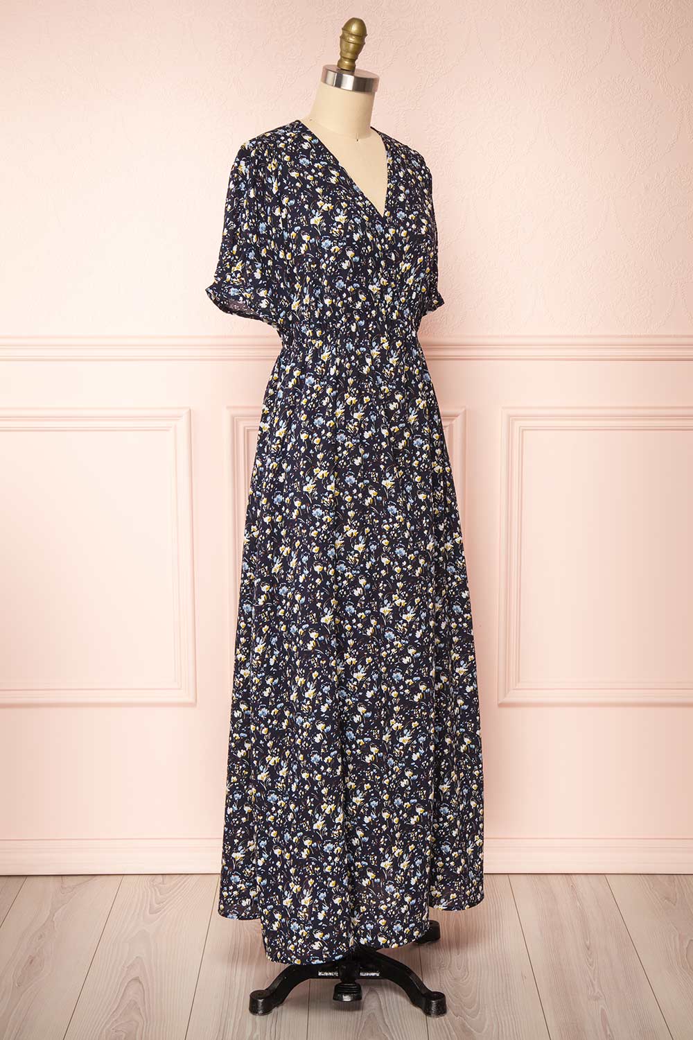 Setsue | Robe Fleurie Midi à Manches Courtes