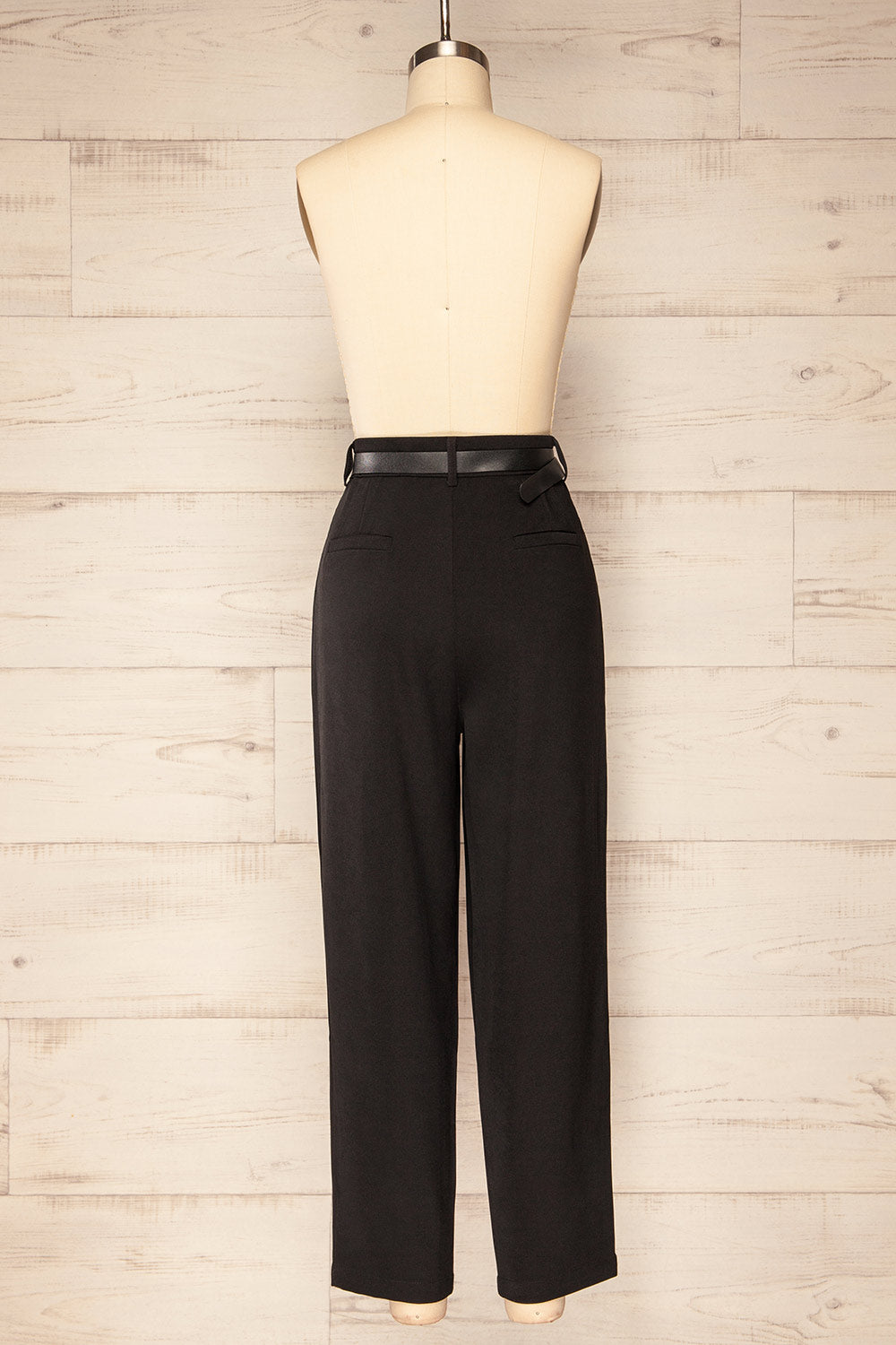 Seville Black Straight-Leg Pants w/ Belt | La petite garçonne back view