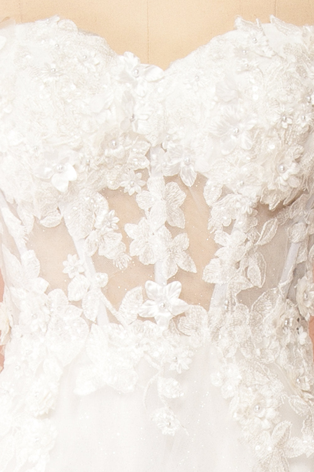 Seyori Ivory Floral Maxi Gown w/ Detachable Sleeves | Boudoir 1861 details