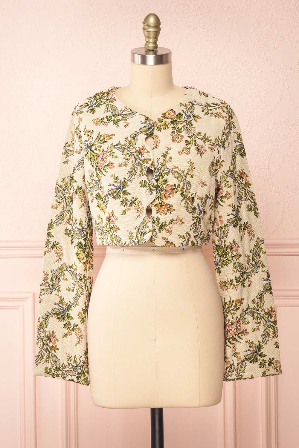 Sharmila Jacquard Cropped Vest w/ Scalloped Hem | Boutique 1861 front view