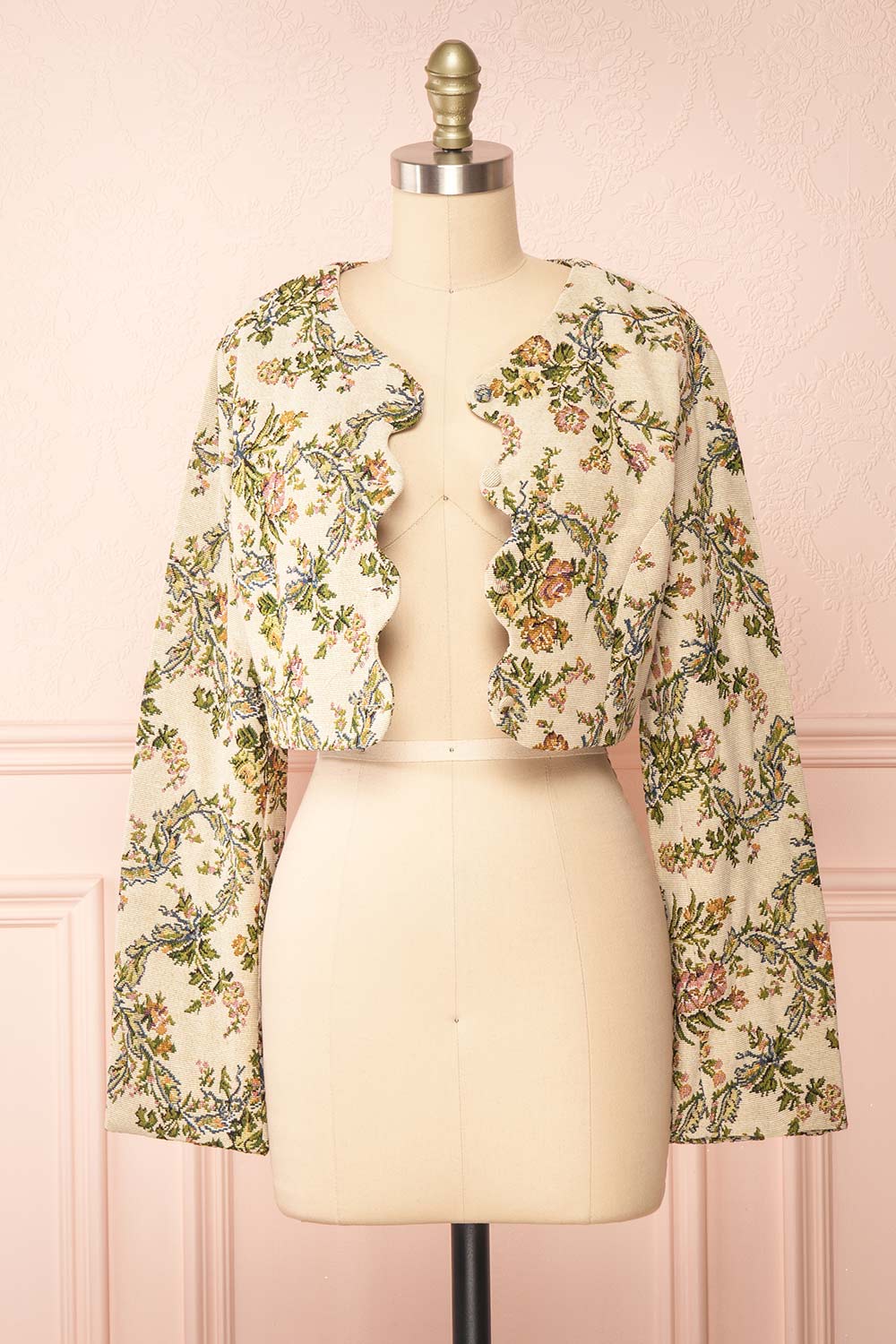 Sharmila Jacquard Cropped Vest w/ Scalloped Hem | Boutique 1861 open view