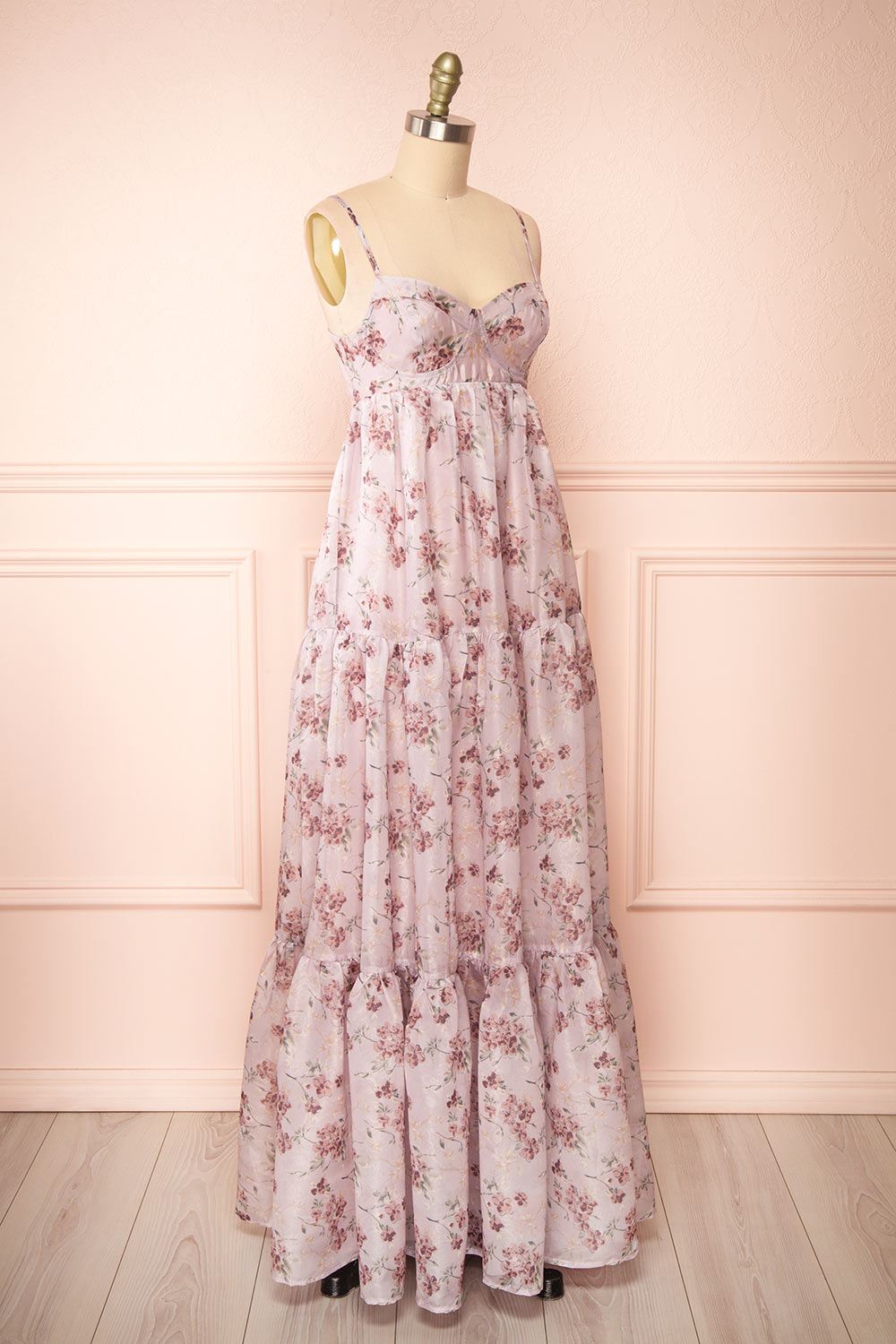 Shayla Floral Tiered Midi Dress | Boutique 1861 side view
