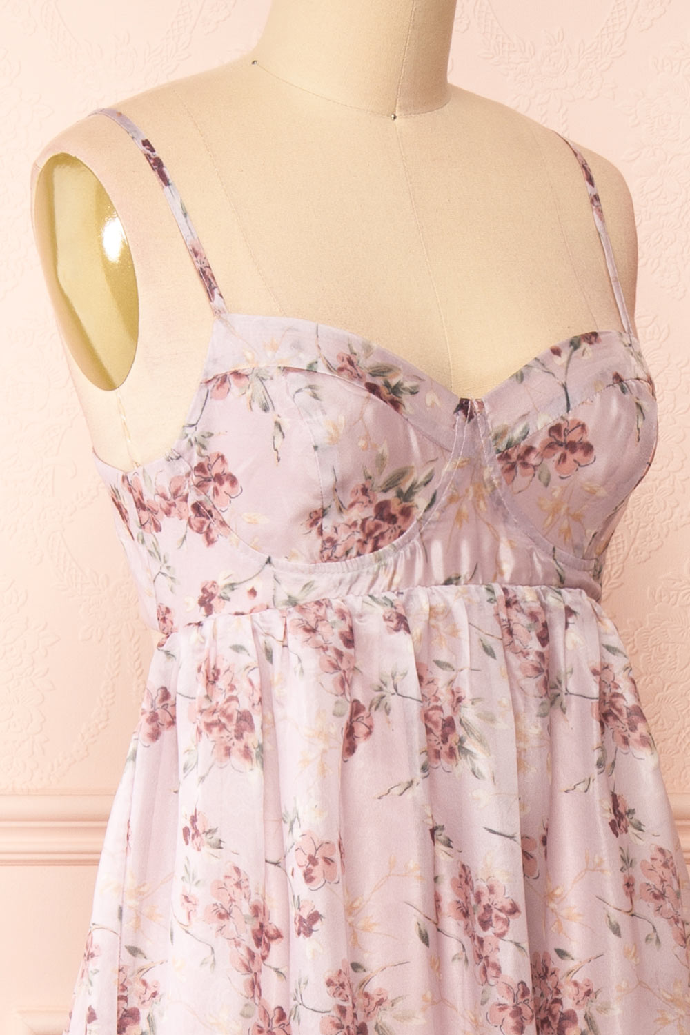 Shayla Floral Tiered Midi Dress | Boutique 1861 side close-up