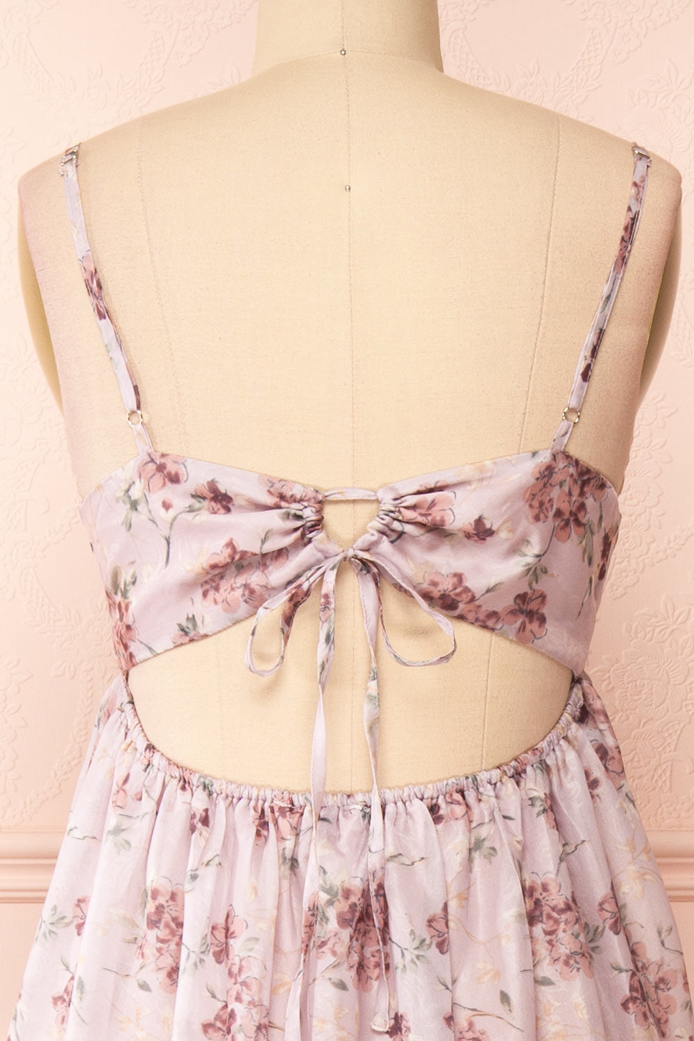 Shayla Floral Tiered Midi Dress | Boutique 1861 back close-up