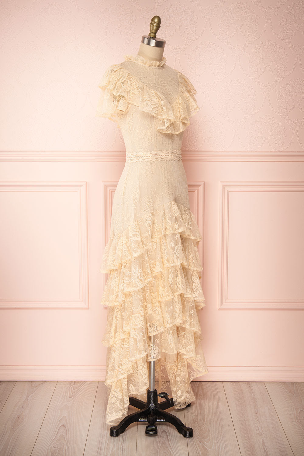 Sheephanie Beige Lace Ruffled Bridal Dress | Boudoir 1861 side view