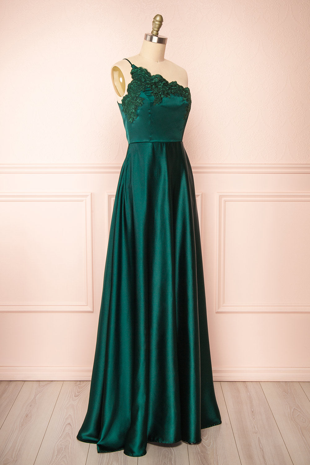Sheriha Maxi Silky Dress w/ Lace Details | Boutique 1861 side view