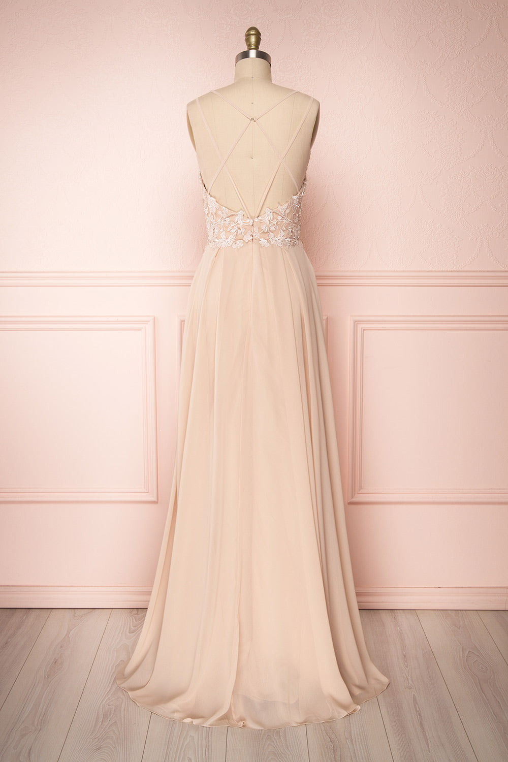 Shinju | Beige Chiffon Dress