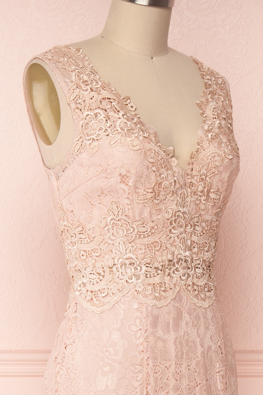 Shizko Blush | Pink Lace Mermaid Gown