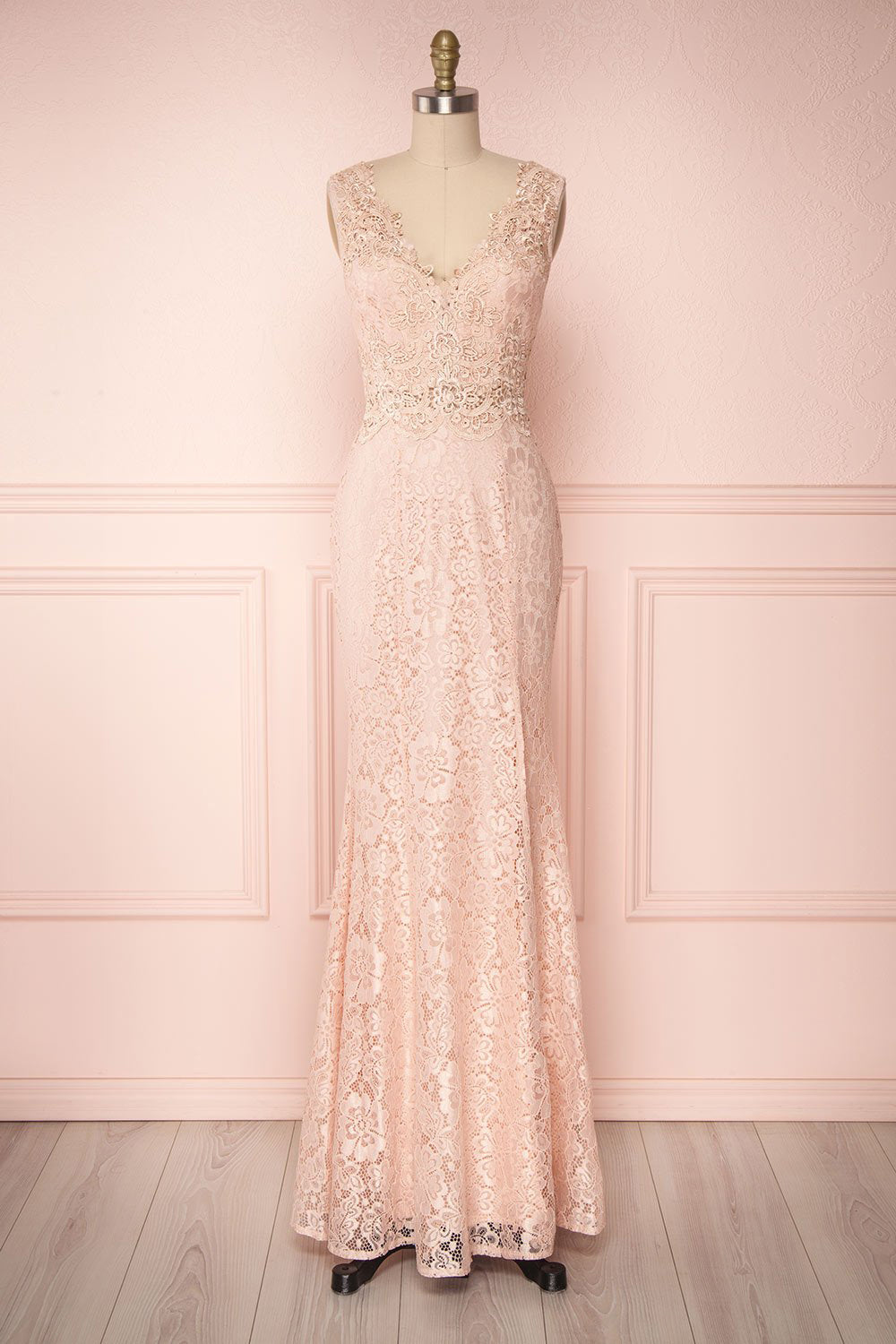 Shizko Blush Pink Lace Mermaid Gown | Boudoir 1861
