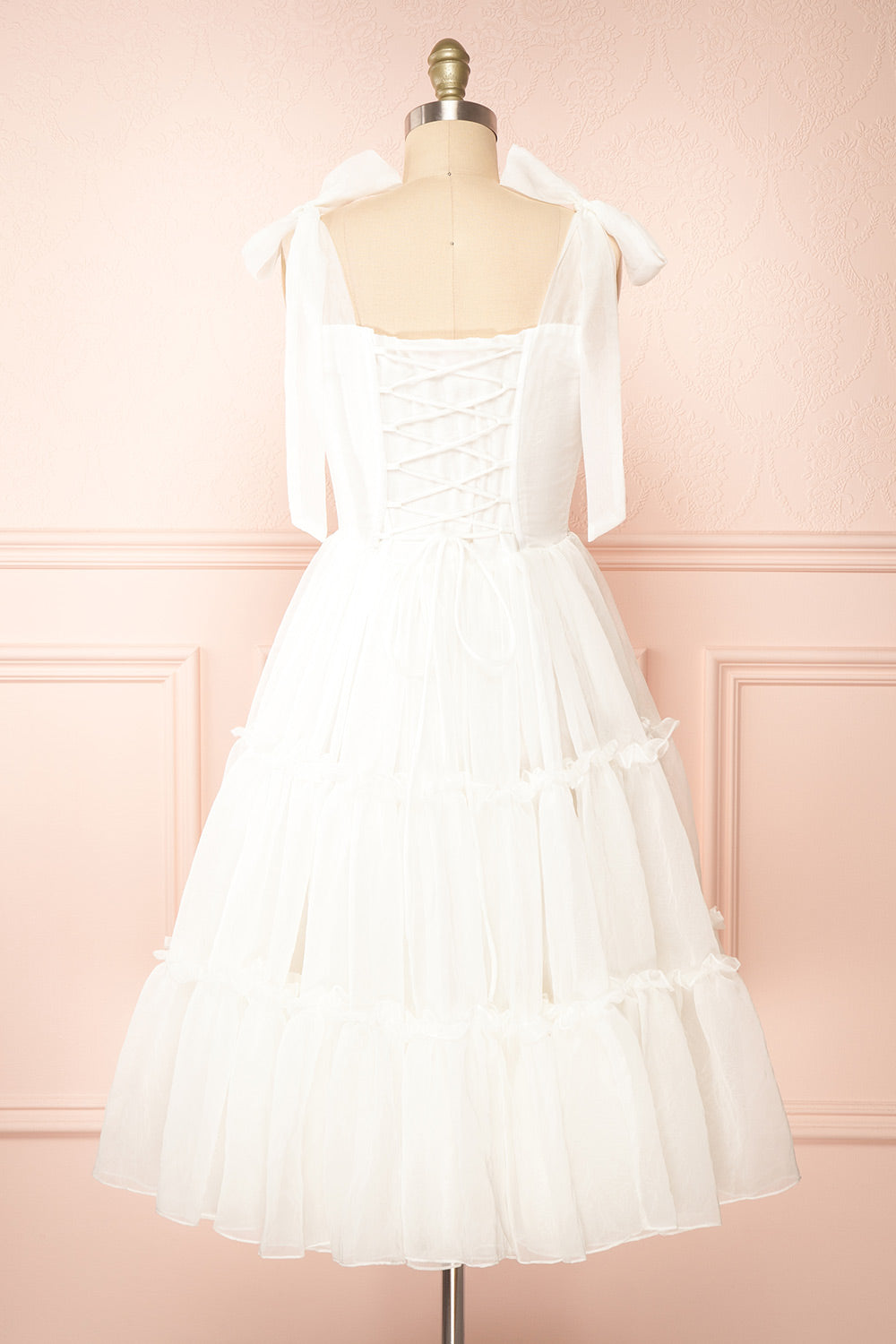 Siena Ivory Tired Tulle Midi Dress | Boutique 1861 back view