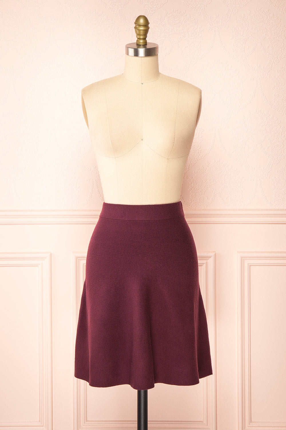 Sigrid Burgundy Short Fit & Flare Skirt | Boutique 1861 front view