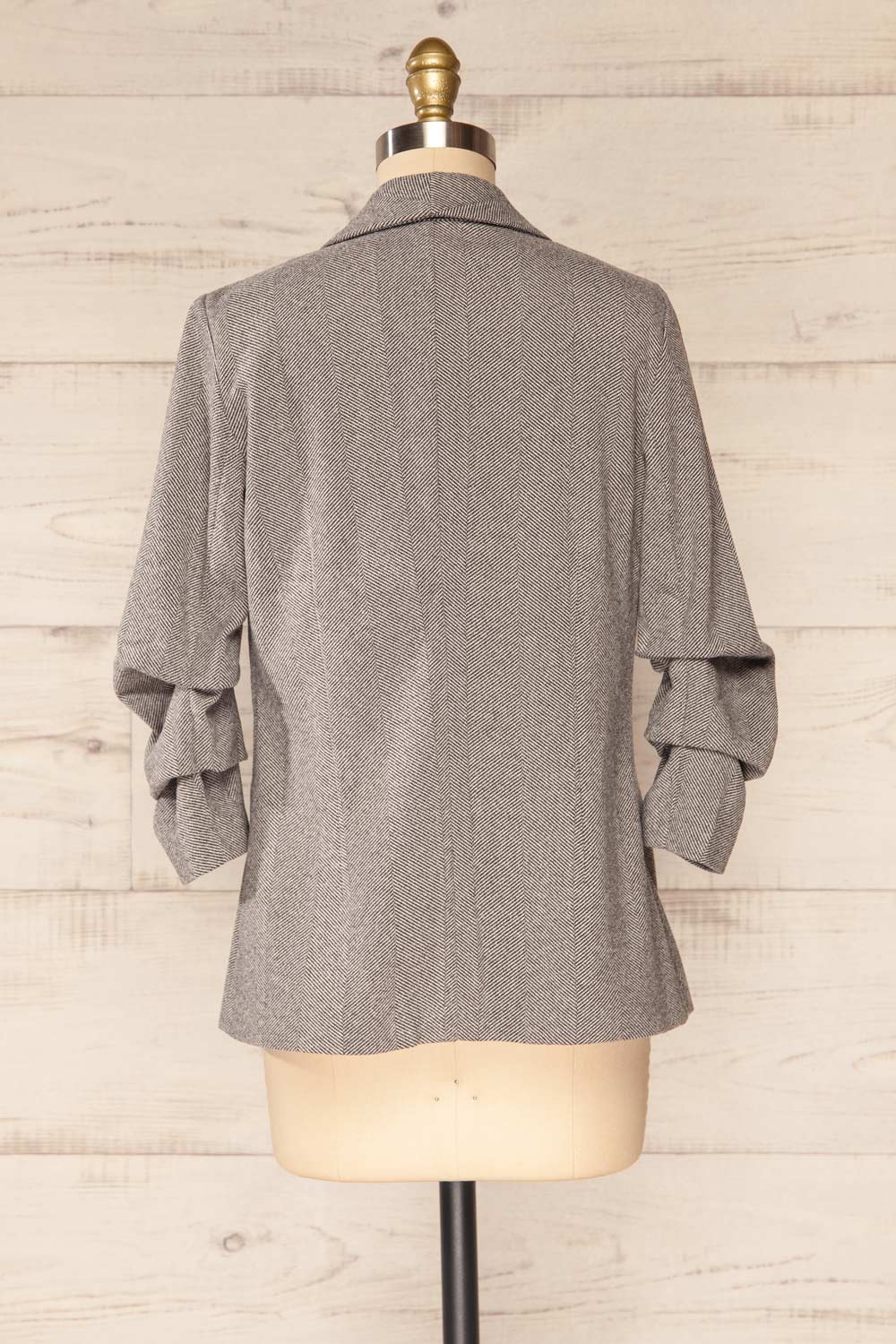 Sigtuna Black and Grey Open Front Chevron Blazer | La petite garçonne back view