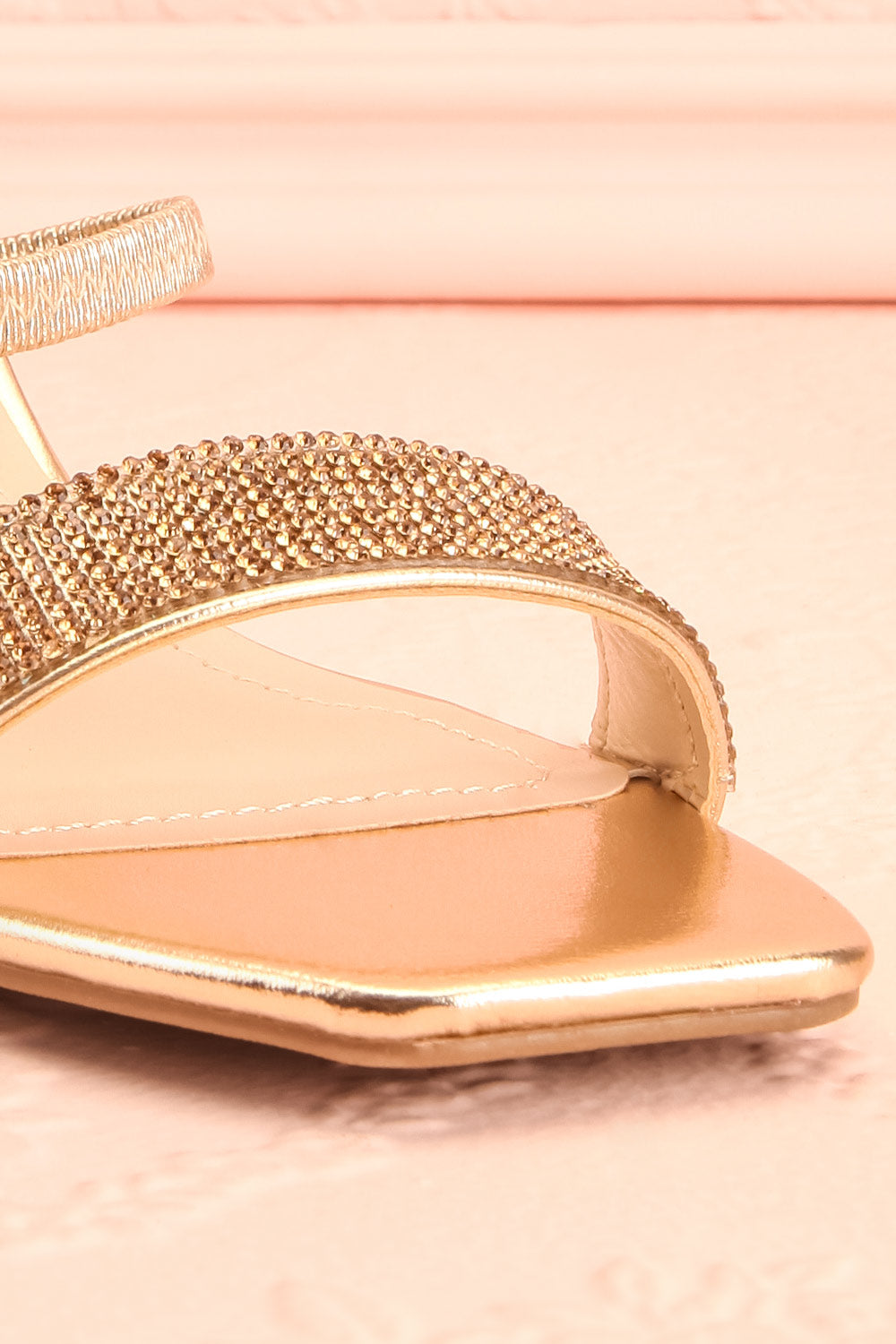 Simart Gold Slip-On Sandal Heels | Talons | Boutique 1861 front close-up
