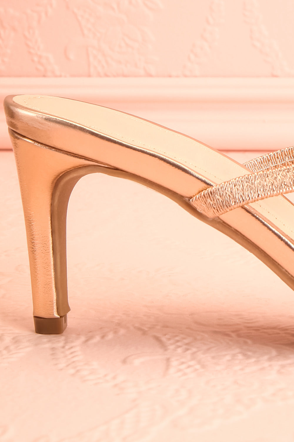 Simart Rosegold Slip-On Sandal Heels | Talons | Boutique 1861 side close-up