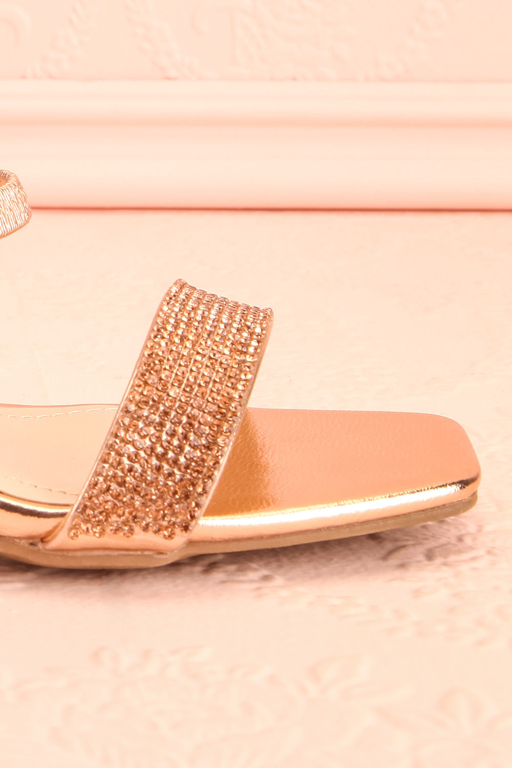 Simart Rosegold Slip-On Sandal Heels | Talons | Boutique 1861 side front close-up