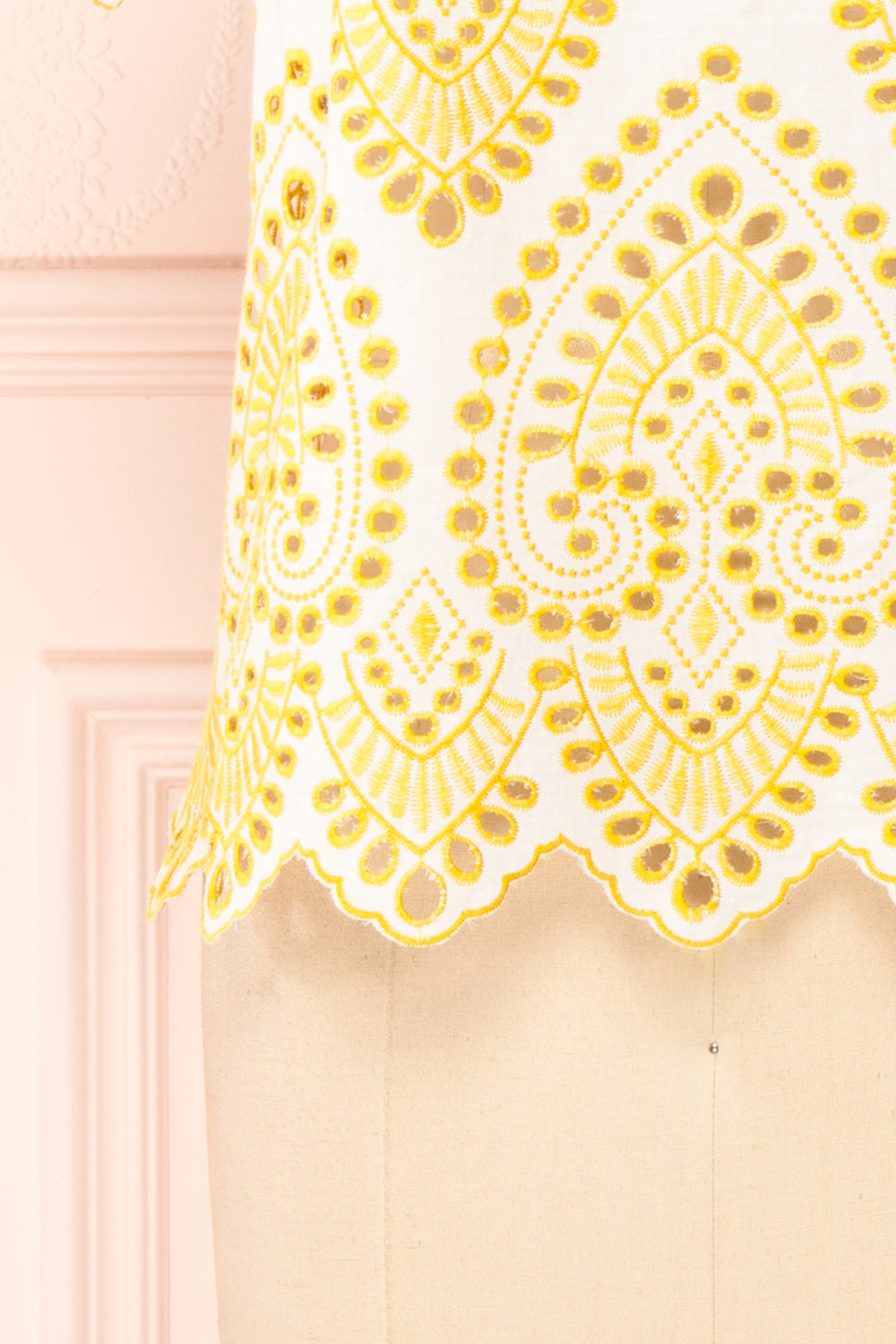 Skylar Yellow & White Embroidered Short Sleeve Top | Boutique 1861 bottom