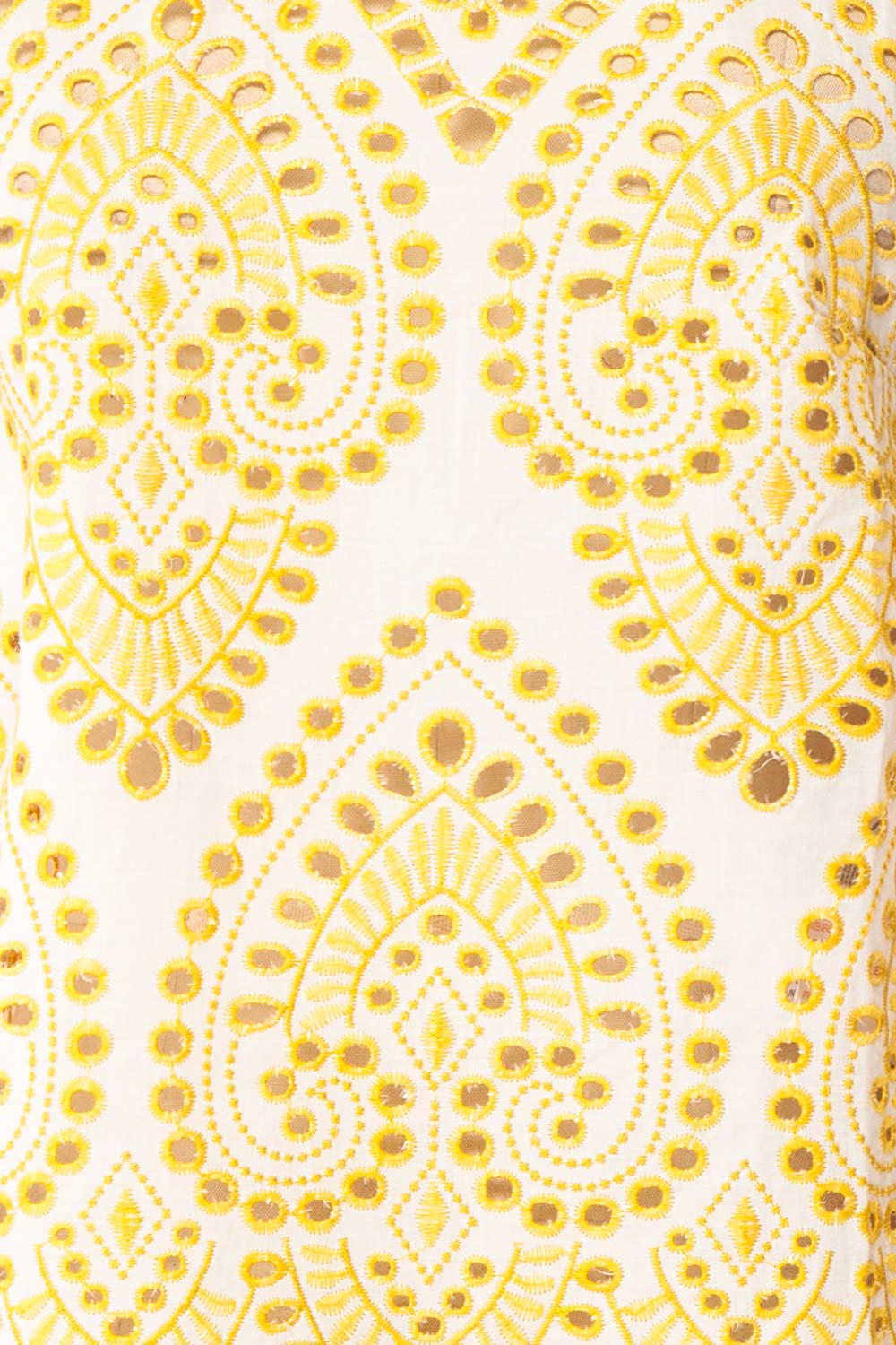 Skylar Yellow & White Embroidered Short Sleeve Top | Boutique 1861 fabric