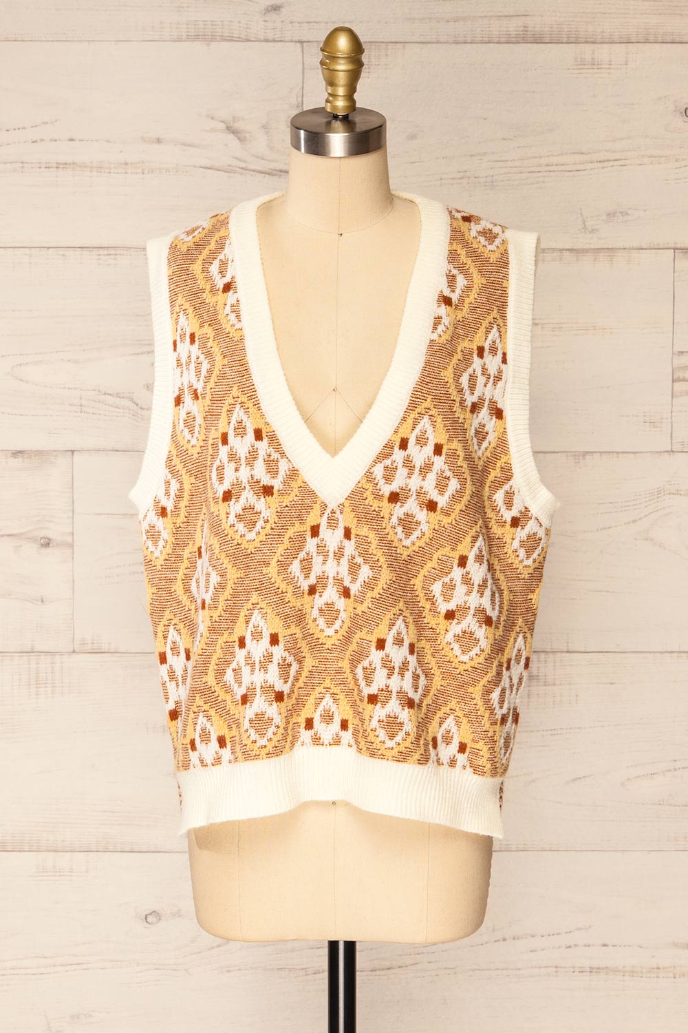 Sloane Patterned Sweater Vest | La petite garçonne front view