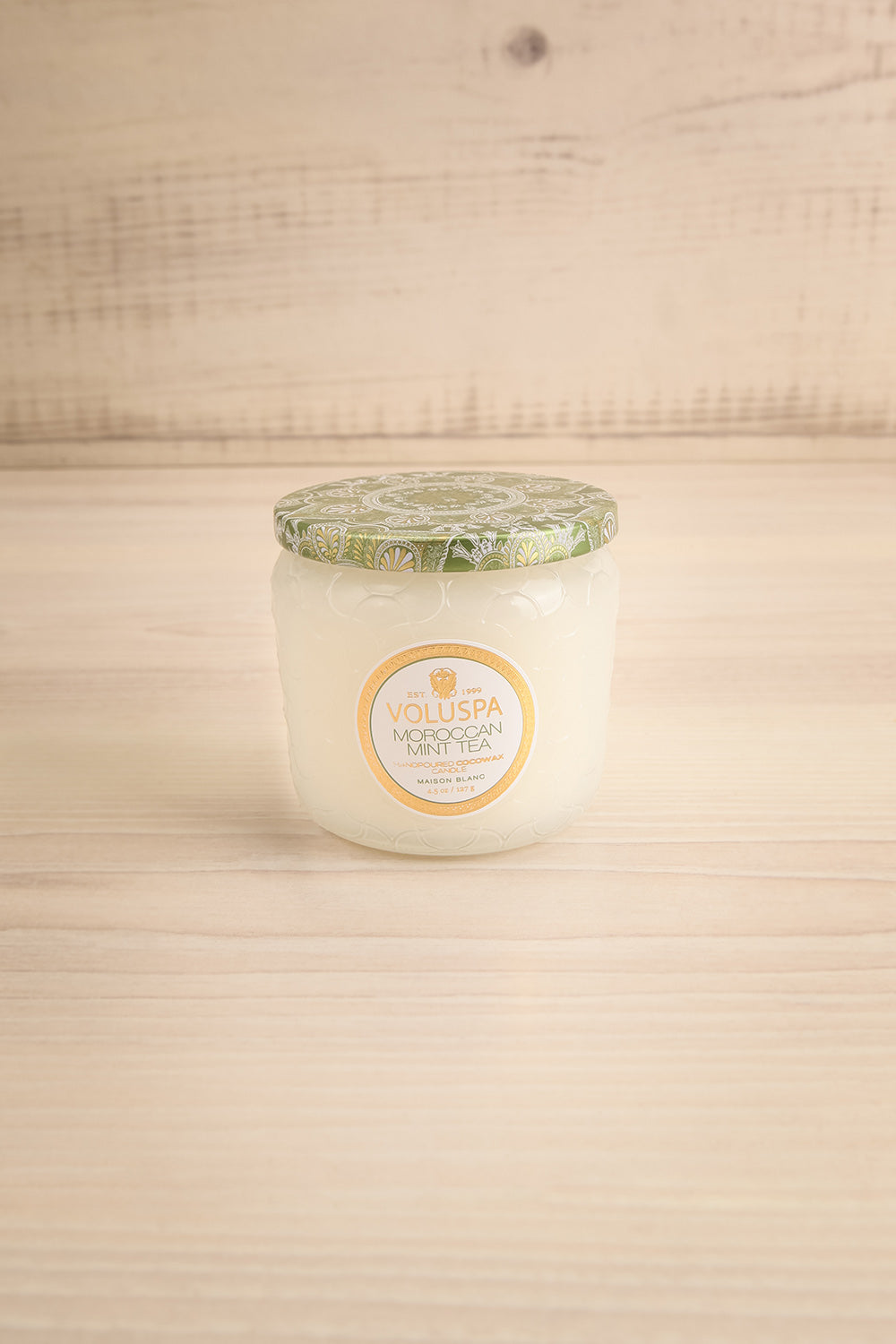 Small Textured Candle Moroccan Mint Tea by Voluspa | La petite garçonne closed