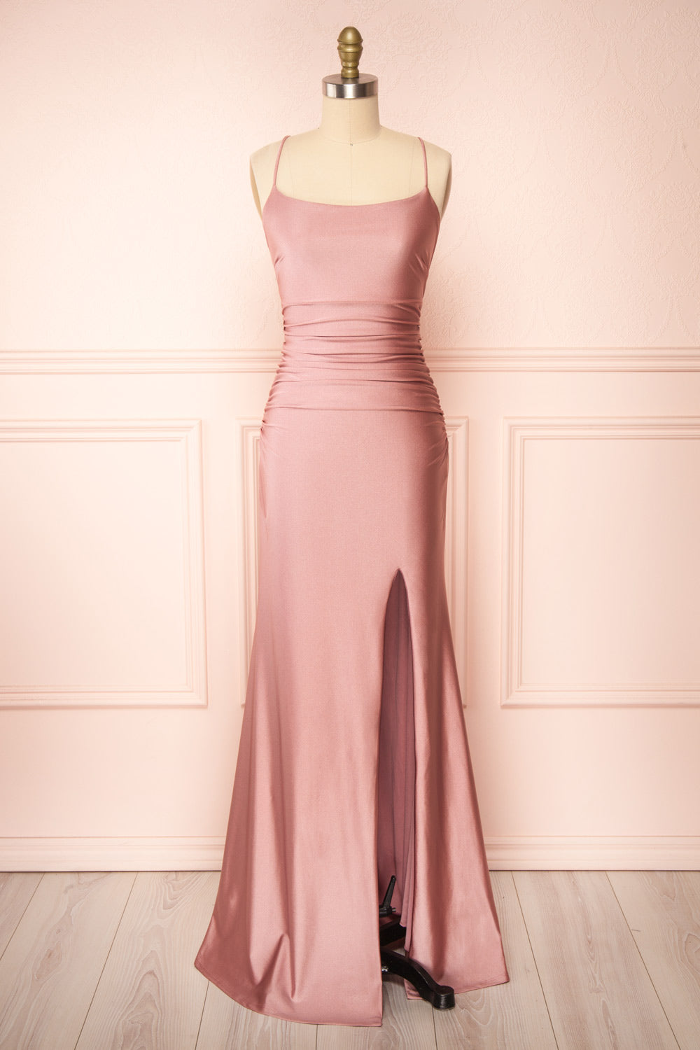 Sonia Blush Backless Mermaid Maxi Dress with Slit | Boutique 1861 Sonia Blush Backless Mermaid Maxi Dress with Slit | Boutique 1861