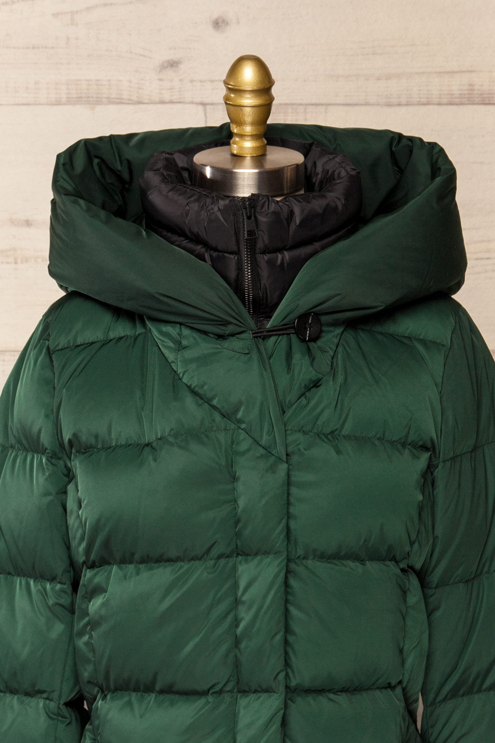 Sonny Forest Green Soia&Kyo Parka Coat with Hood | La Petite Garçonne button close-up