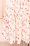 Splendidum Tiered Floral Midi Dress w/ Ruffles | Boutique 1861 -details