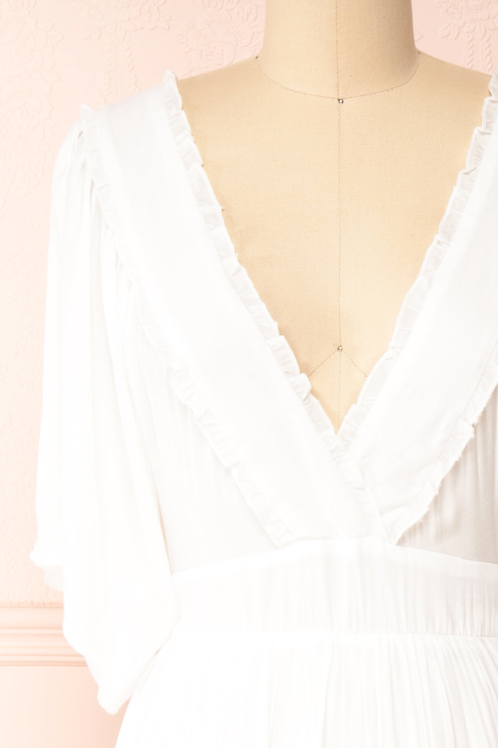 Stardust Short Sleeve Midi Dress w/ Laced Back | Boutique 1861 front close-up