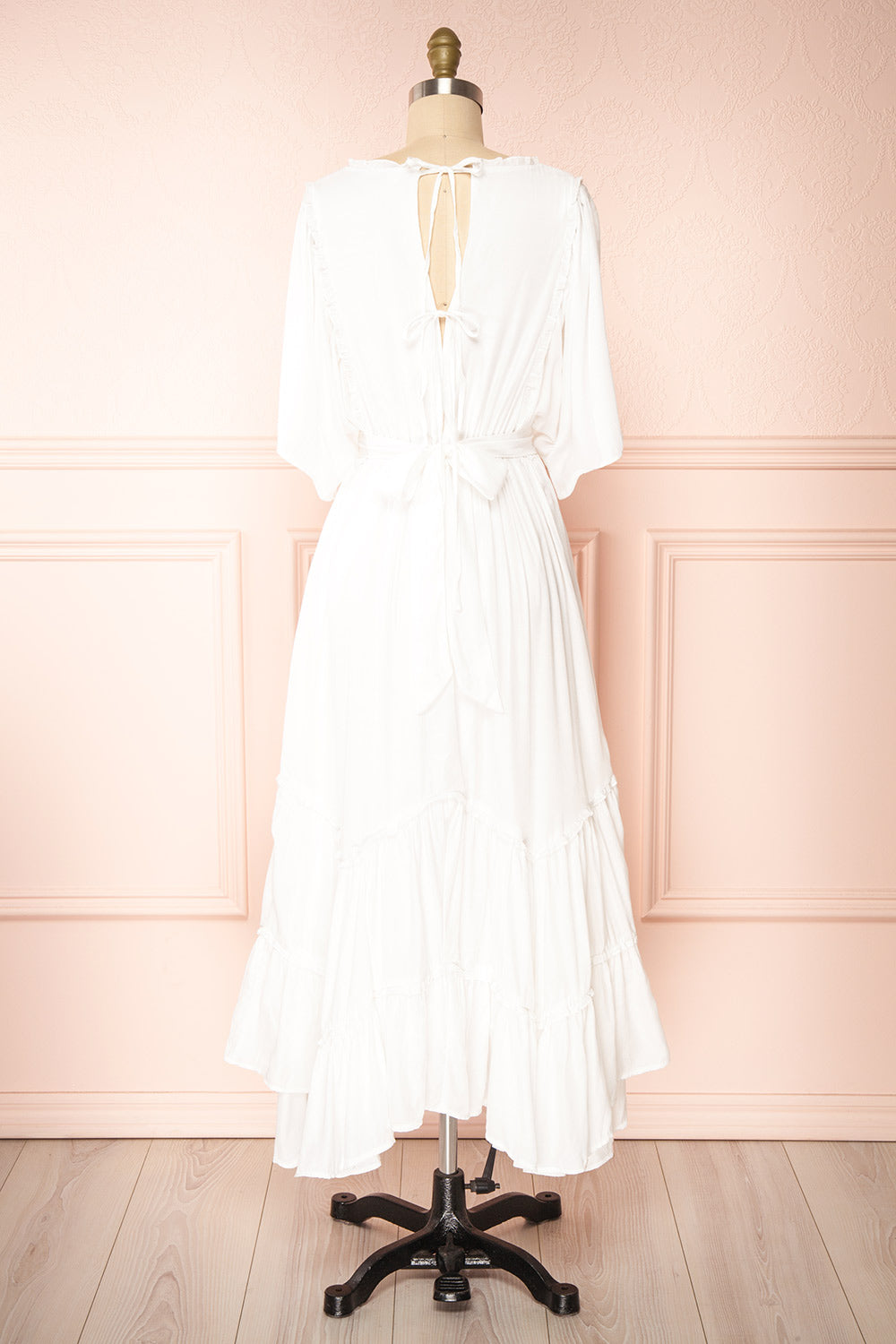 Stardust Short Sleeve Midi Dress w/ Laced Back | Boutique 1861 back view