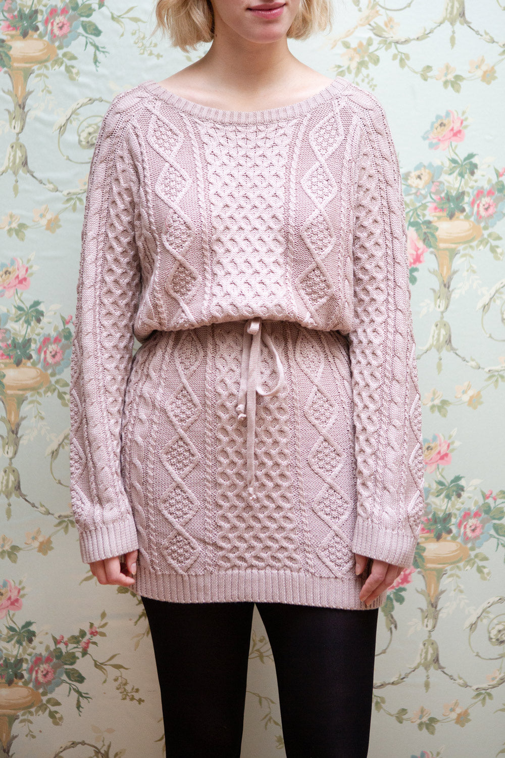 Steffie Taupe Drawstring Knitted Dress | Boutique 1861 model