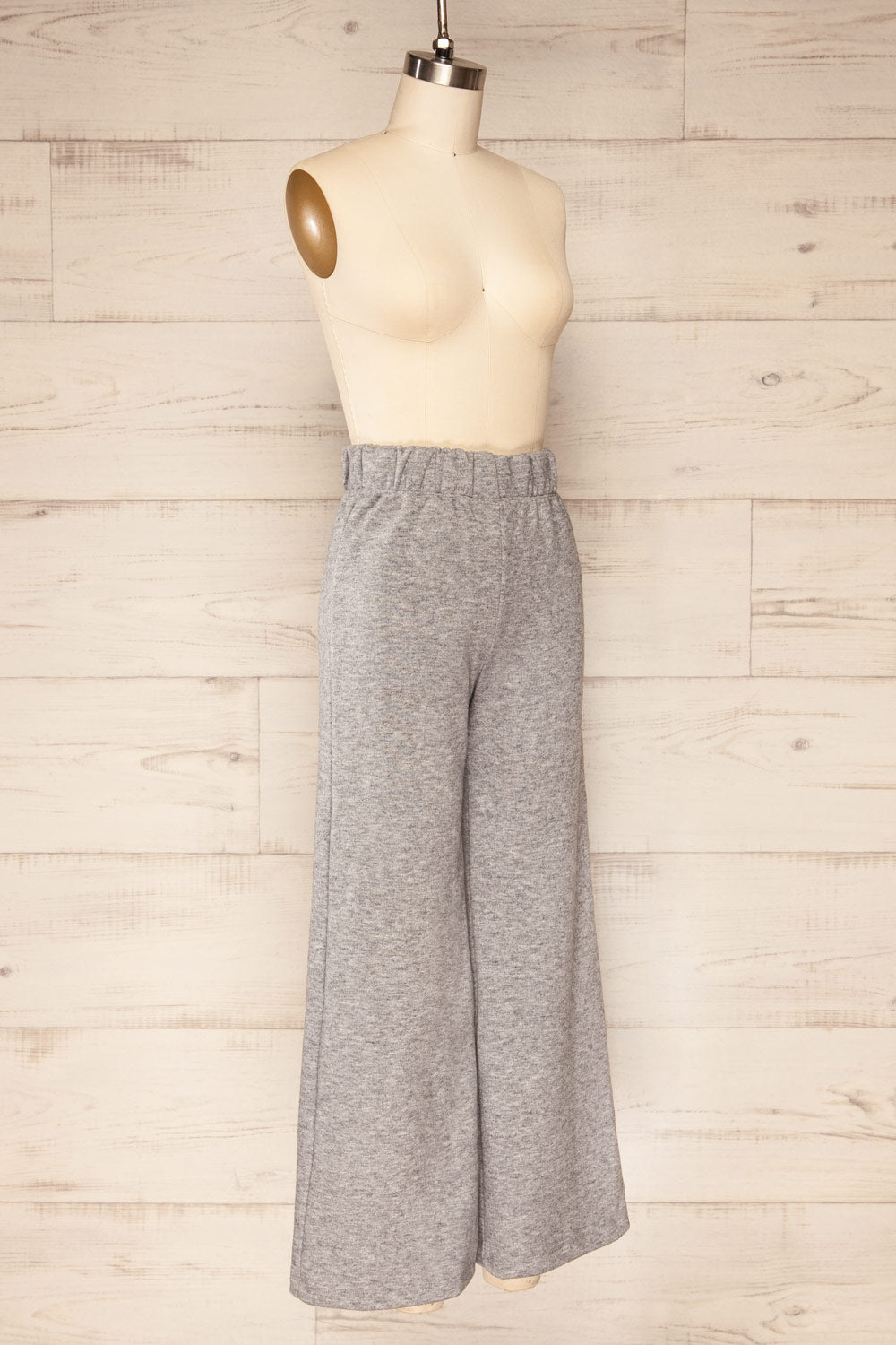 Stela Grey High-Waisted Wide Leg Lounge Pants | La petite garçonne side view