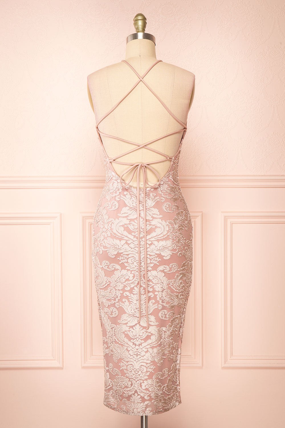 Styel Pink Textured Halter Midi Dress
