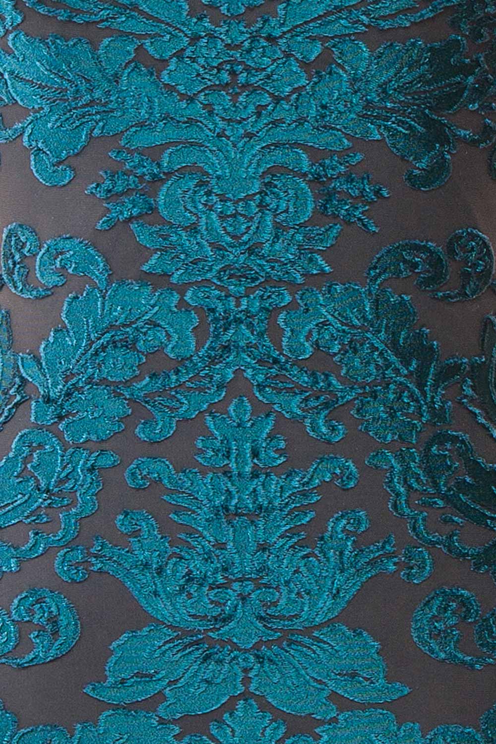 Styel Teal Textured Halter Midi Dress | Boutique 1861 fabric