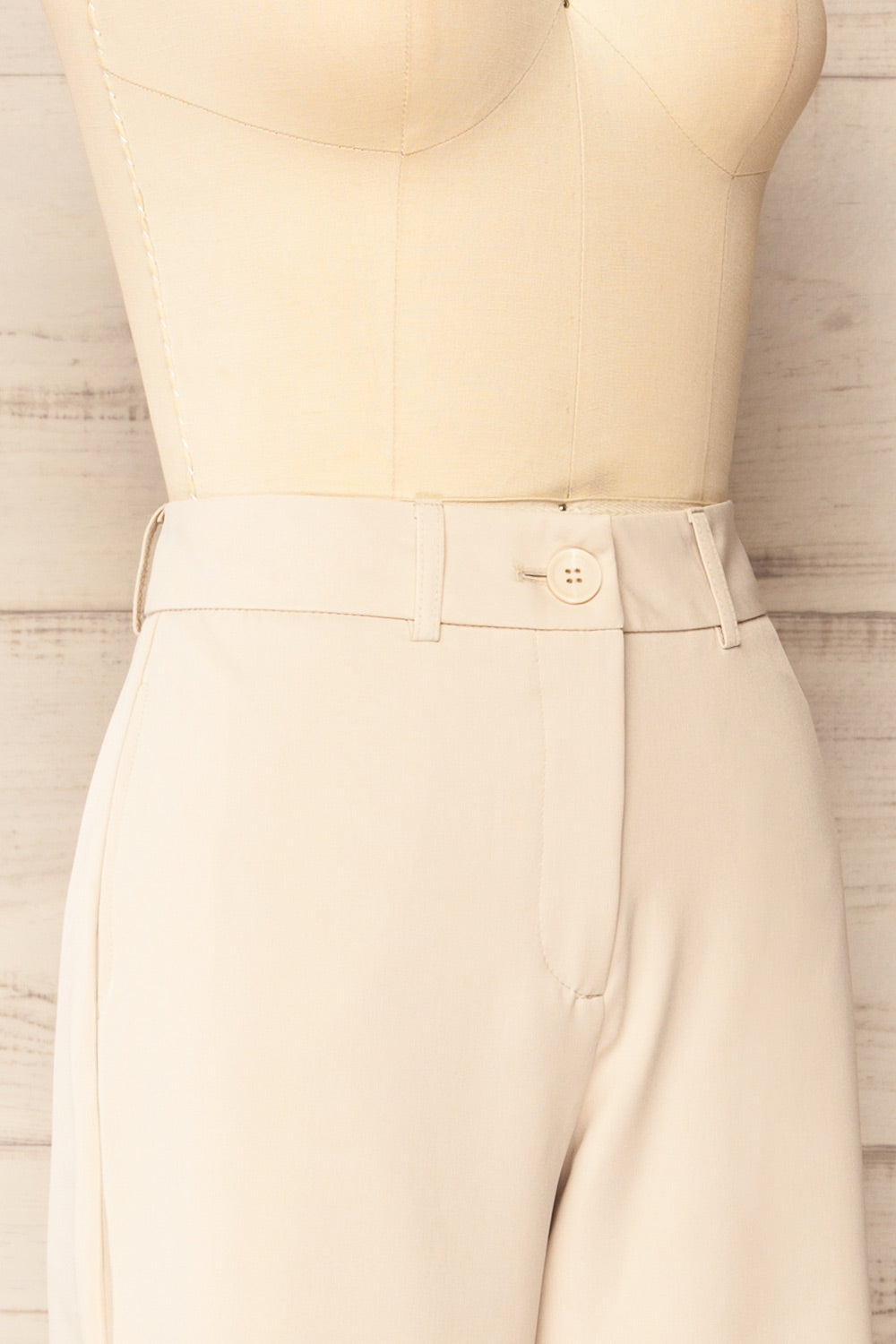 Sutton Beige | Pantalon à Jambe Droite avec Poches Latérales