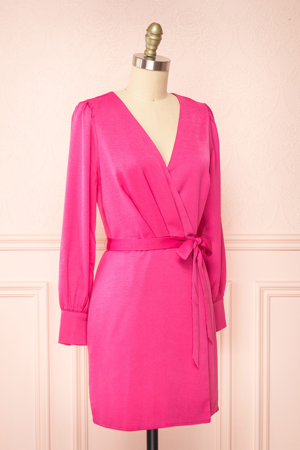 Sylvana Fuchsia Long Sleeve Cocktail Dress | Boutique 1861 side vieww
