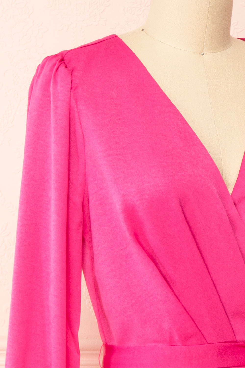 Sylvana Fuchsia Long Sleeve Cocktail Dress | Boutique 1861 side close-up