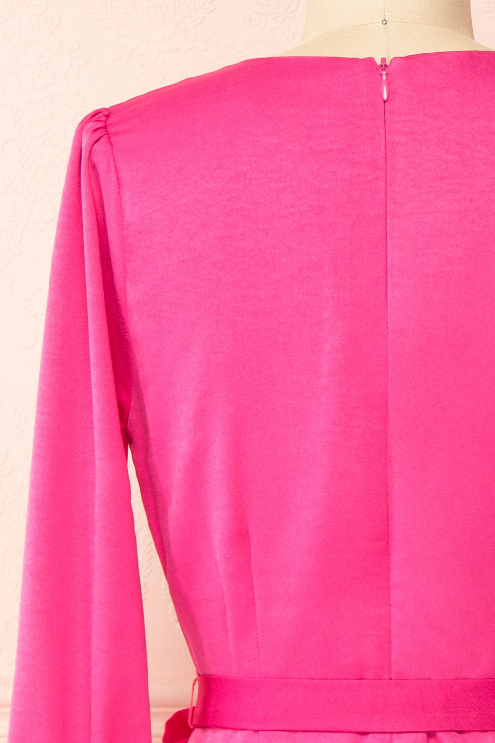 Sylvana Fuchsia Long Sleeve Cocktail Dress | Boutique 1861 back close-up