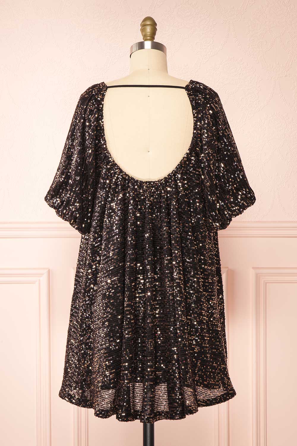 Sylvionne Low Back Sequin Babydoll Dress | Boutique 1861 back view