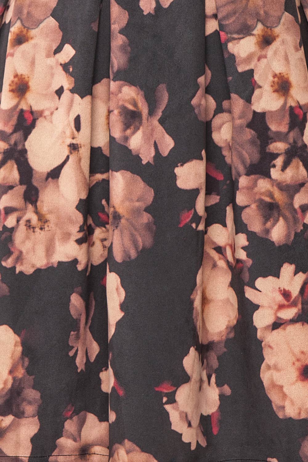 Syntyche Grey Floral Short Faux Suede A-Line Skirt | FABRIC DETAIL | Boutique 1861